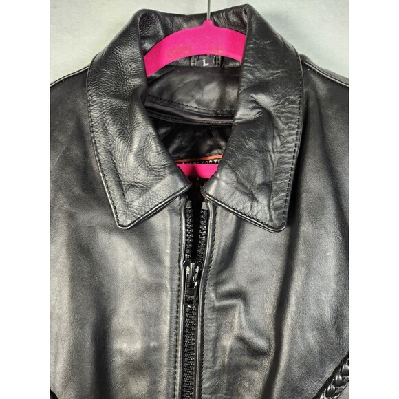 INTERSTATE LEATHER Womens LARGE Lined Biker Motorcycle Jacket Heavy Moto - Picture 6 of 15
